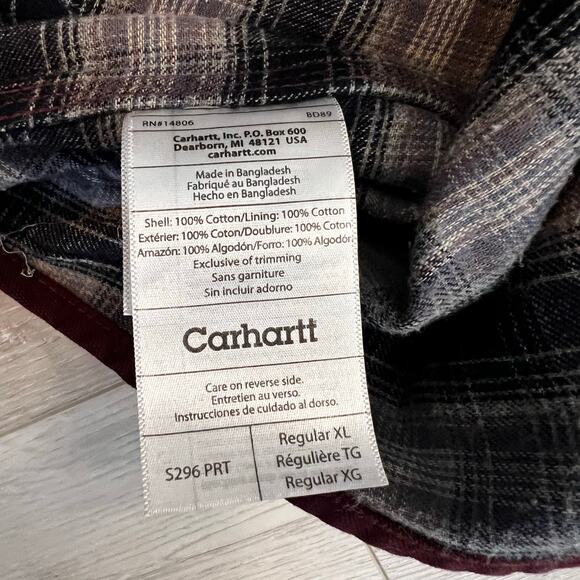 Carhartt Fleece Lined Button Down Jacket Maroon Men’s Size XLarge - Picture 5 of 7
